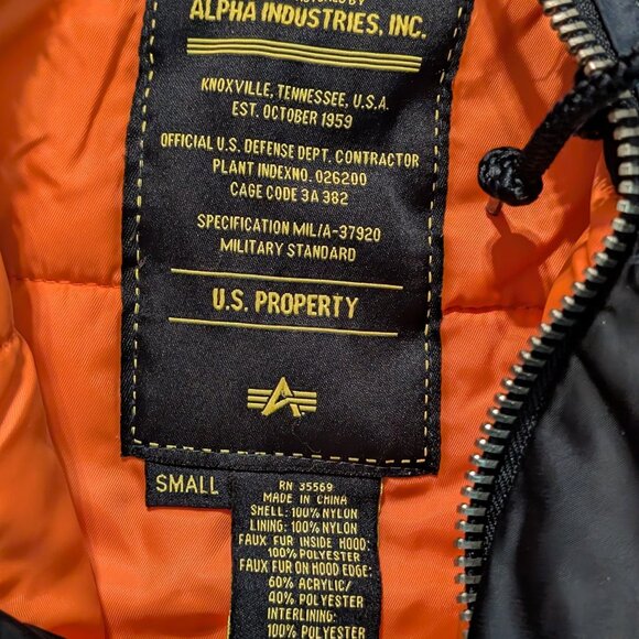 Alpha Industries N3B Winter Navy Parka - Size S - Picture 5 of 7